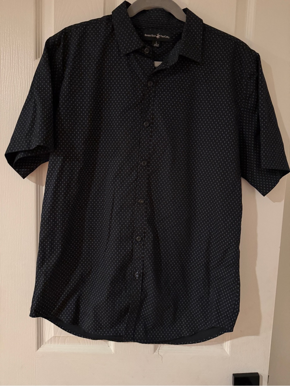 Beverly Hills Polo Club Men’s Short-Sleeve Black & Blue Button-Down Shirt